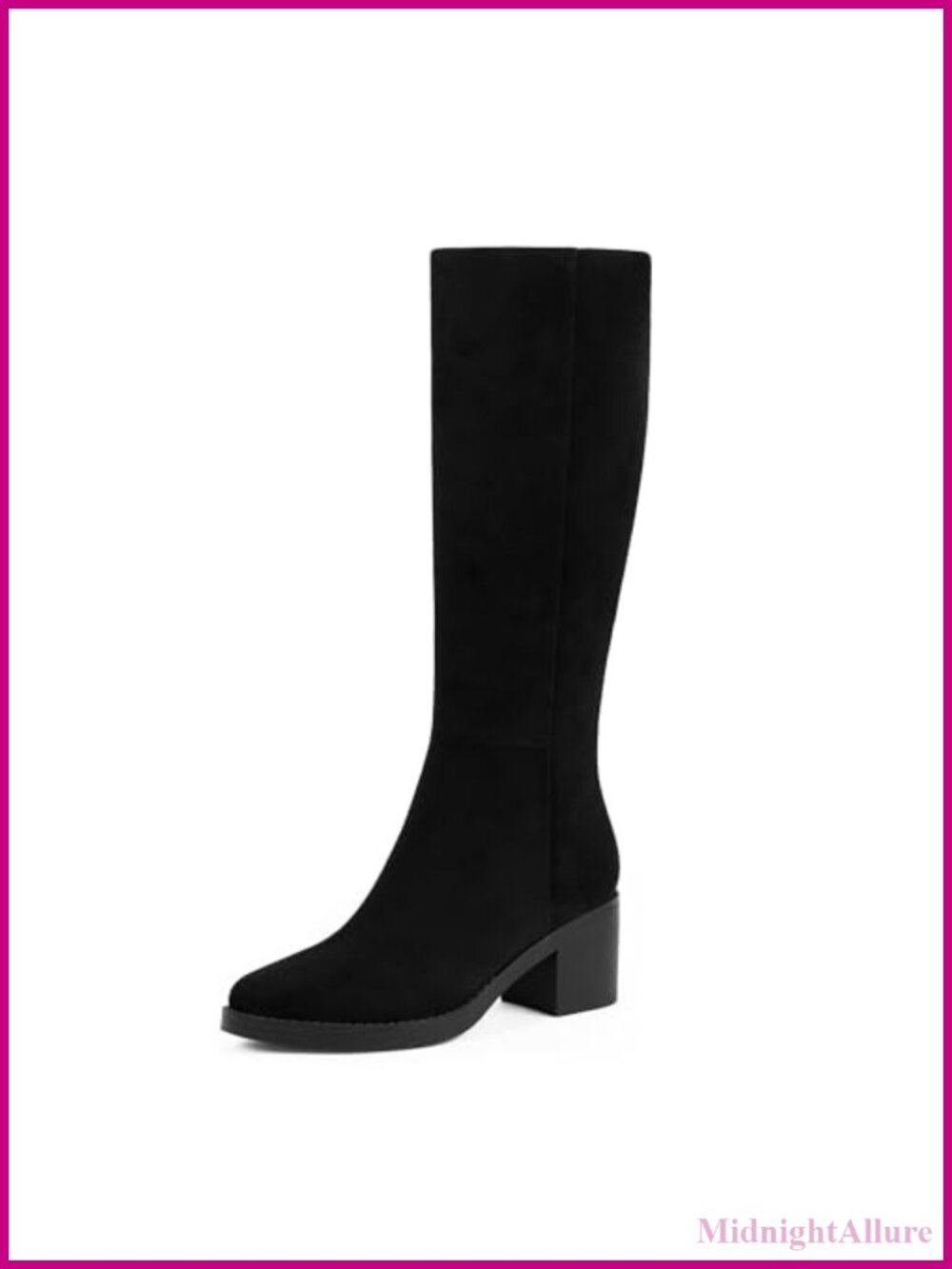 Women's Knee High Boots Chunky Low Block Heel Round Toe Faux Suede Tall Boots